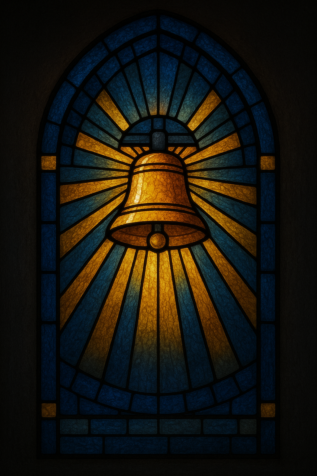 Stained-glass bell with rays of light — Angelus devotion
