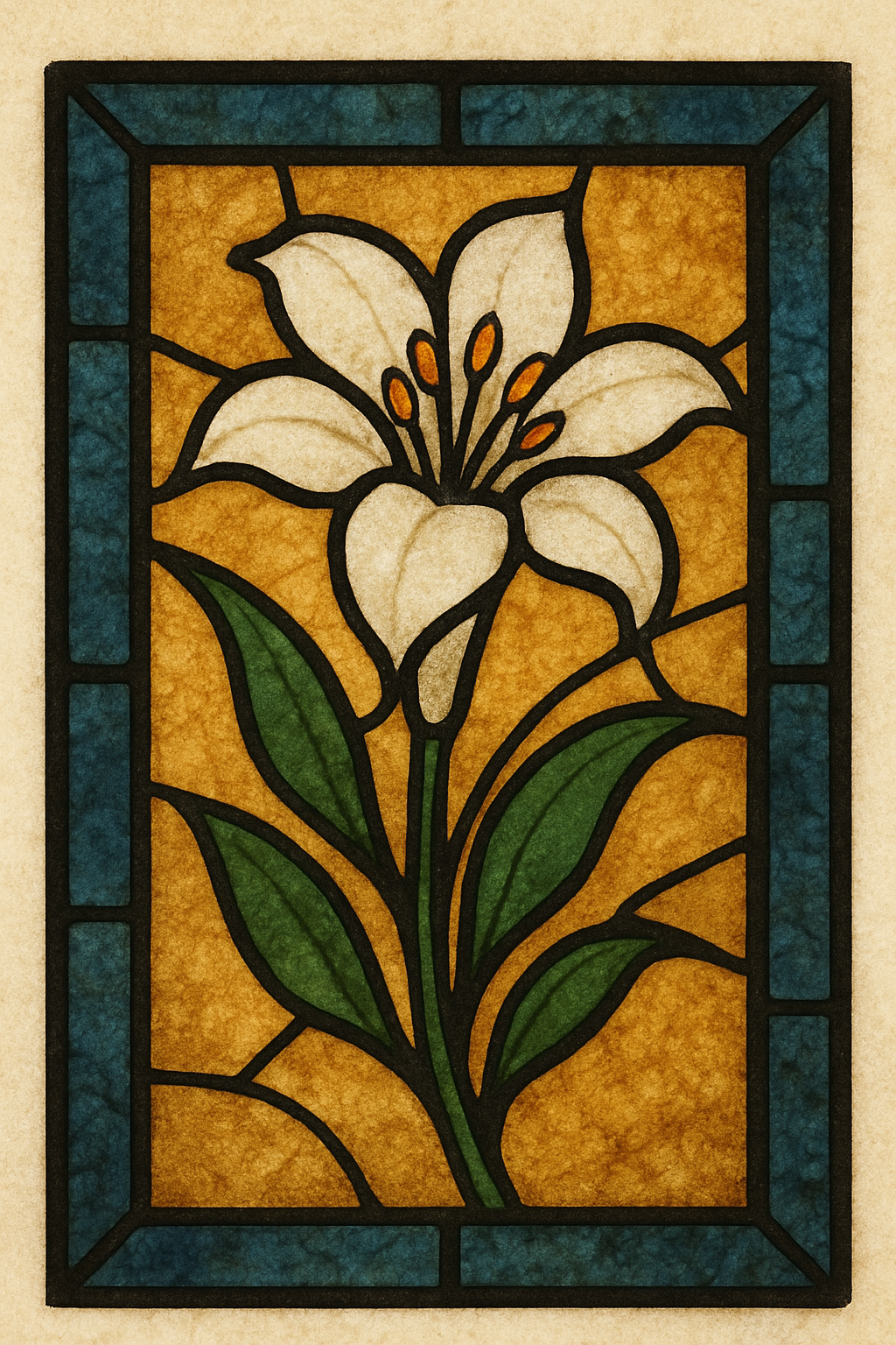 White lily in stained glass