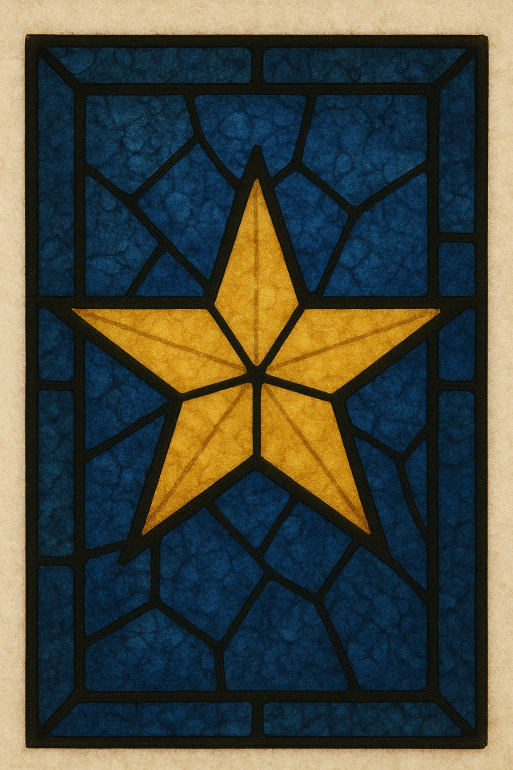 Golden star in stained glass